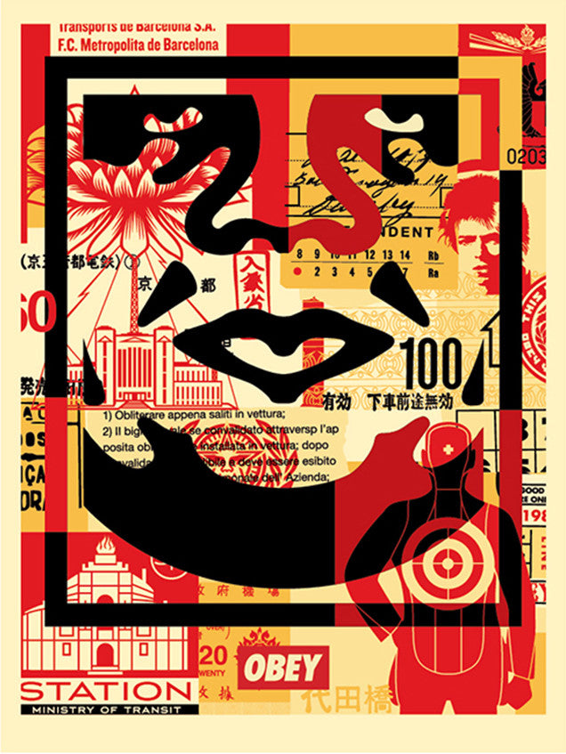 OBEY 3-FACE COLLAGE 18x24 Signed Offset Lithograph Set first one