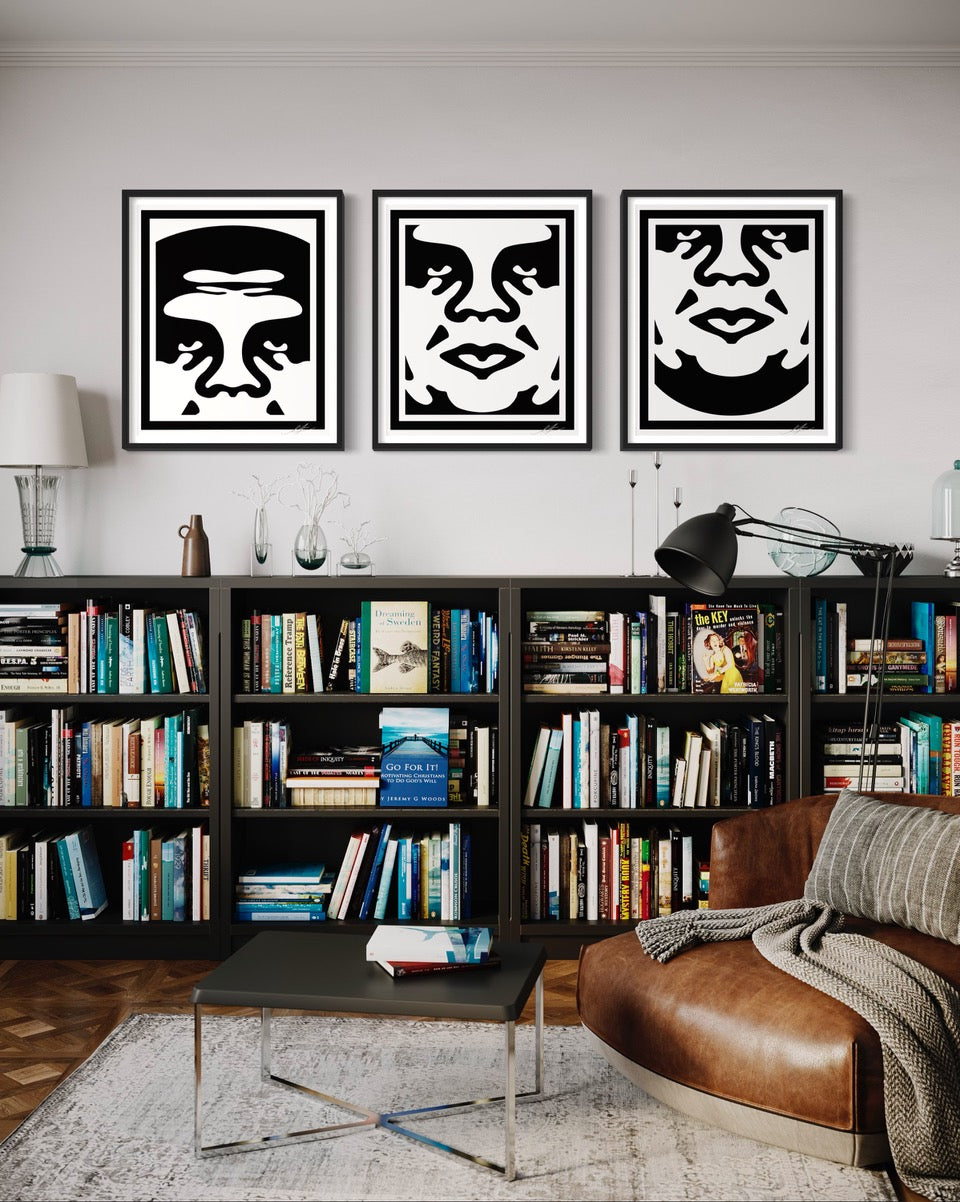 OBEY 3-FACE (White) Signed Lithograph Set