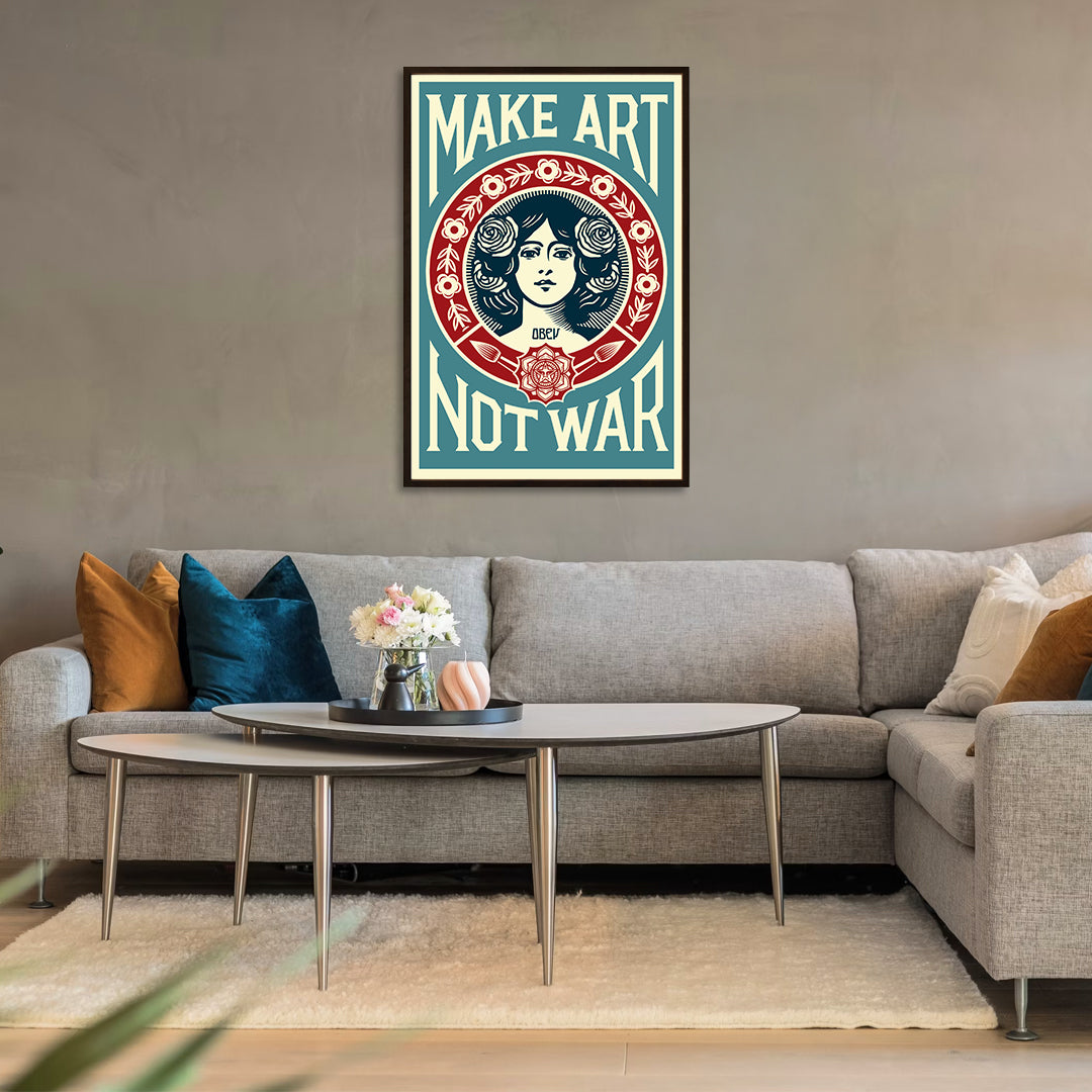 (Blue) MAKE ART NOT WAR Signed Offset Lithograph